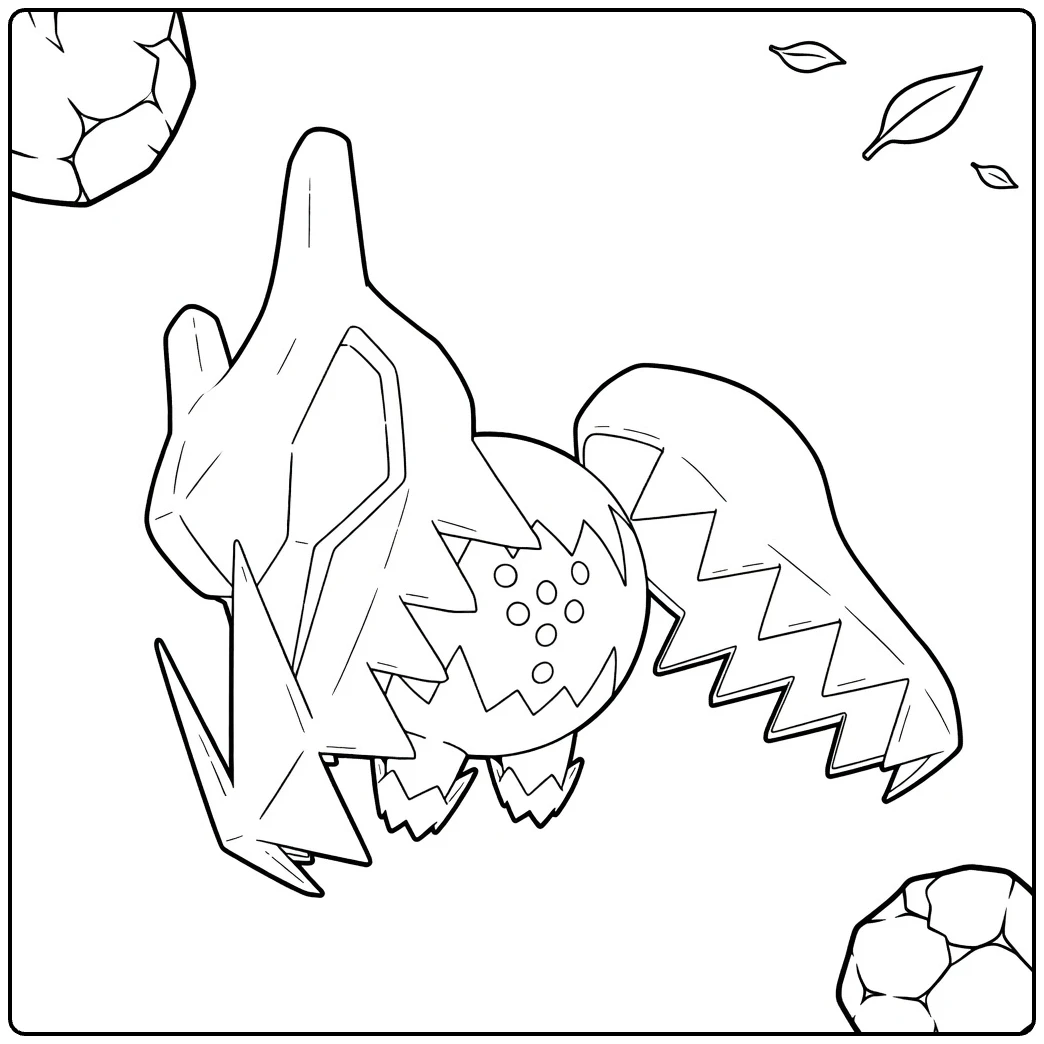 Pokemon Regidrago kleurplaat met voetballen en bladeren