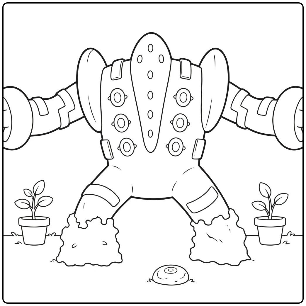 Pokemon Regigigas kleurplaat reus met planten