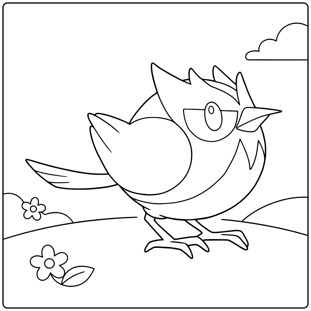 Pokemon Rookidee kleurplaat met bloemen heuvels