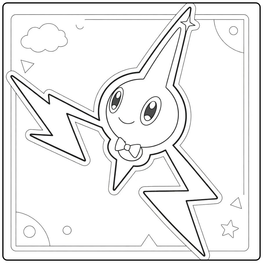 Pokemon Rotom kleurplaat met bliksems en sterren