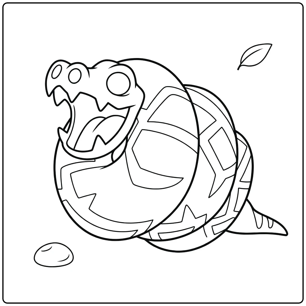 Pokemon Sandaconda kleurplaat: brullende opgerolde slang