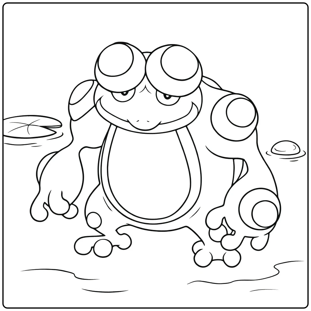 Pokemon Seismitoad kleurplaat - kikker in vijver met lelies