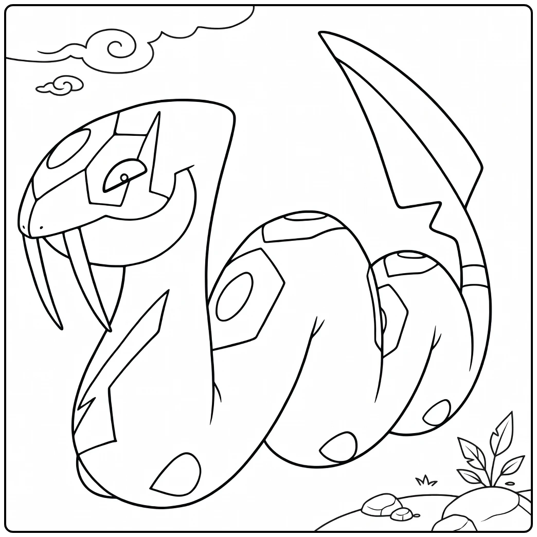 Pokemon Seviper kleurplaat: giftige slang met vangs