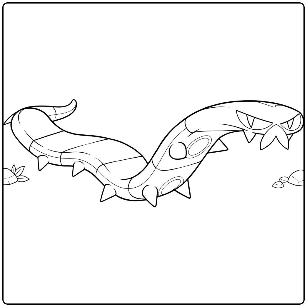 Pokemon Sizzlipede kleurplaat lijntekening met bessen