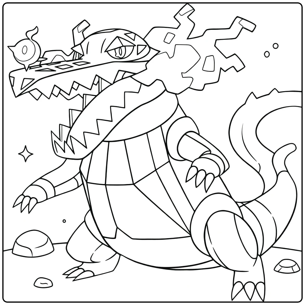 Pokemon Skeledirge kleurplaat: vurige krokodil