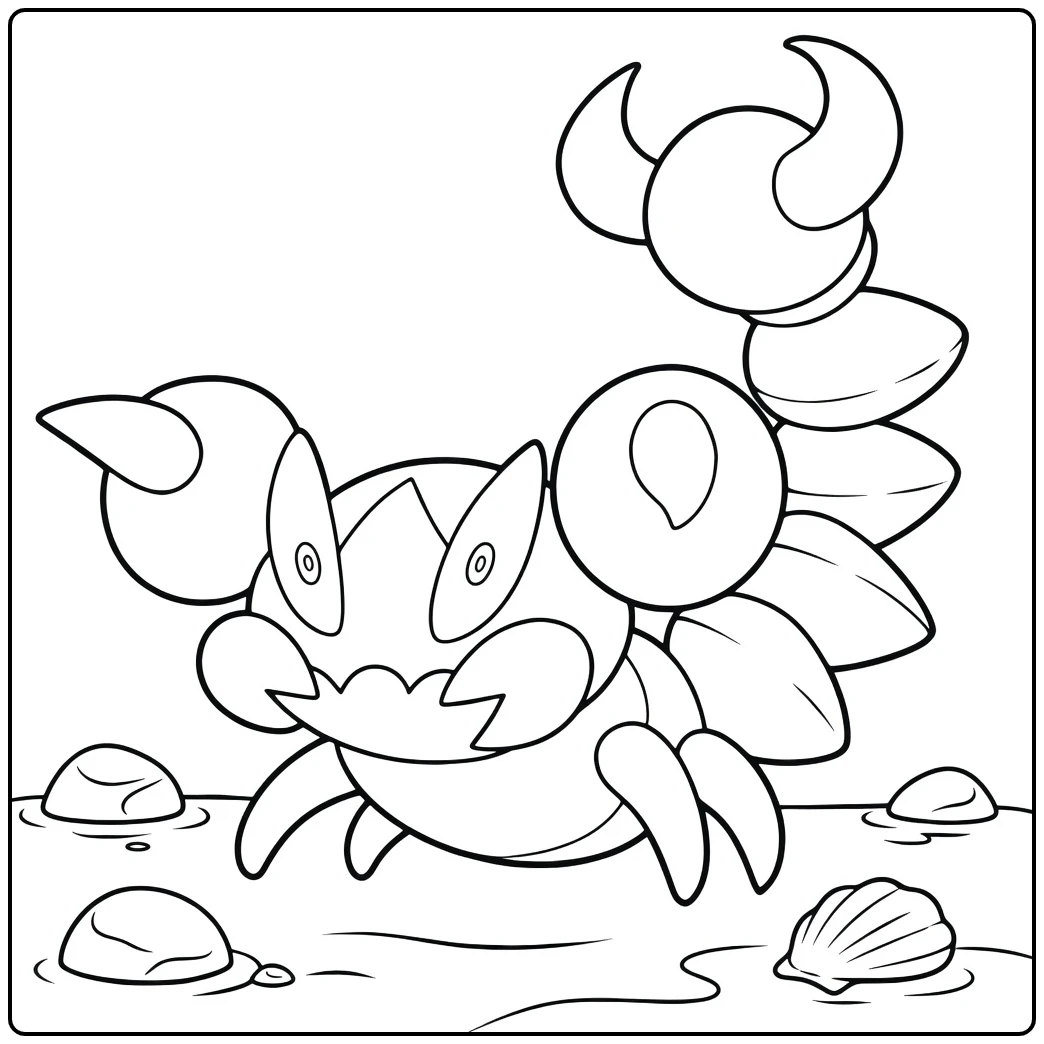 Pokemon Skorupi kleurplaat schorpioen op strand