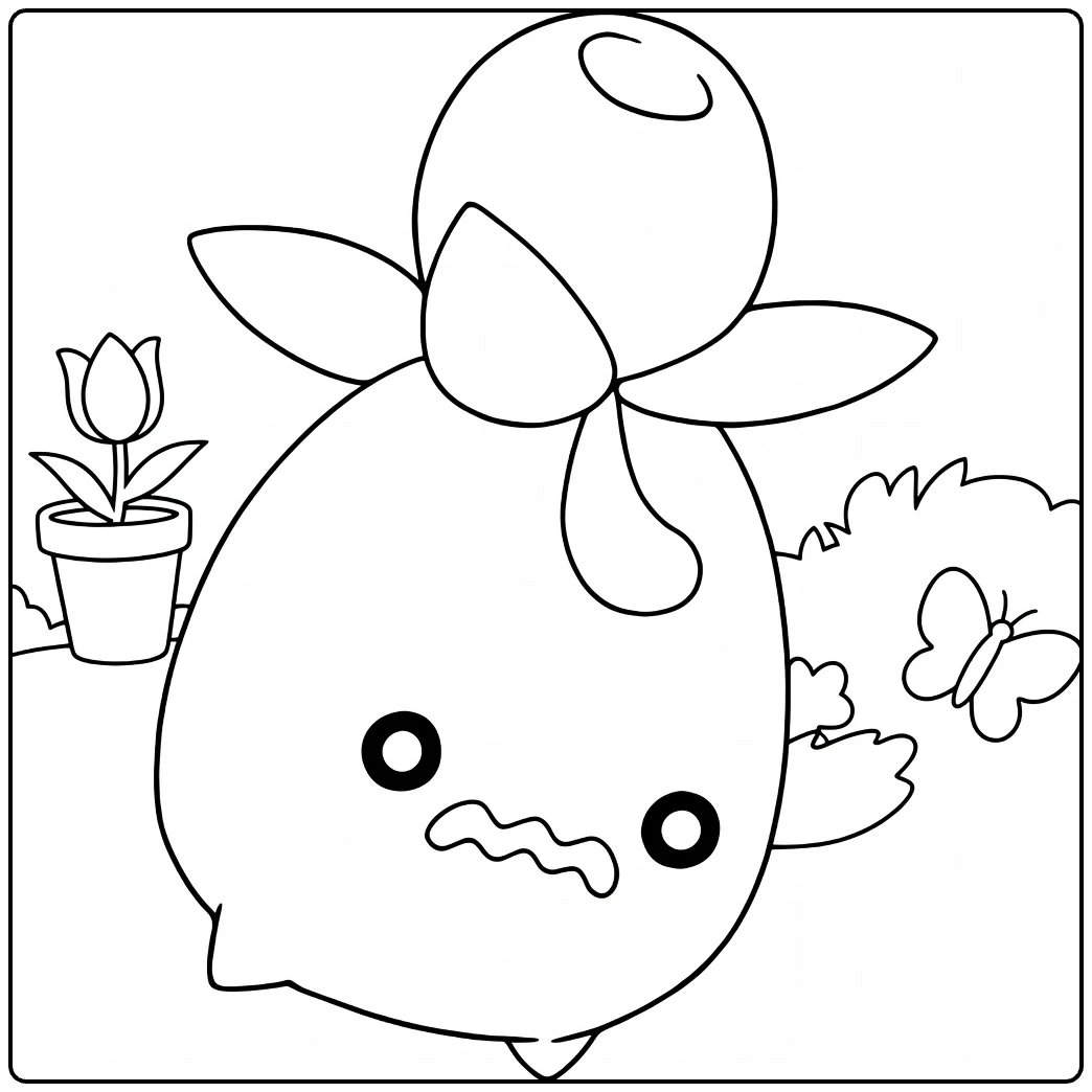 Pokemon Smoliv kleurplaat met tulp vlinder bezorgd