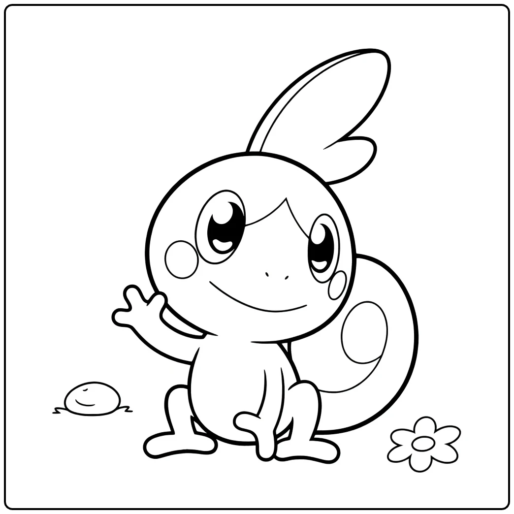 Pokemon Sobble kleurplaat: schattige zwaaiende Pokémon
