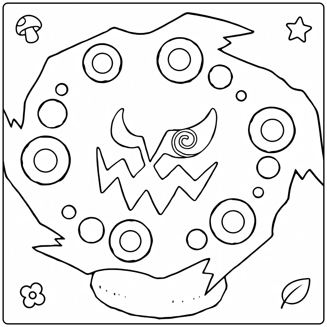 Pokemon Spiritomb kleurplaat met geesten en grimas