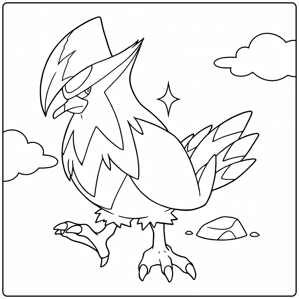 Pokemon Staraptor kleurplaat: felle vliegende roofvogel