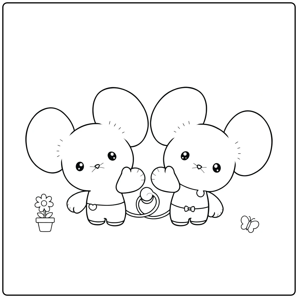 Pokemon Tandemaus kleurplaat met schattig muizenpaar