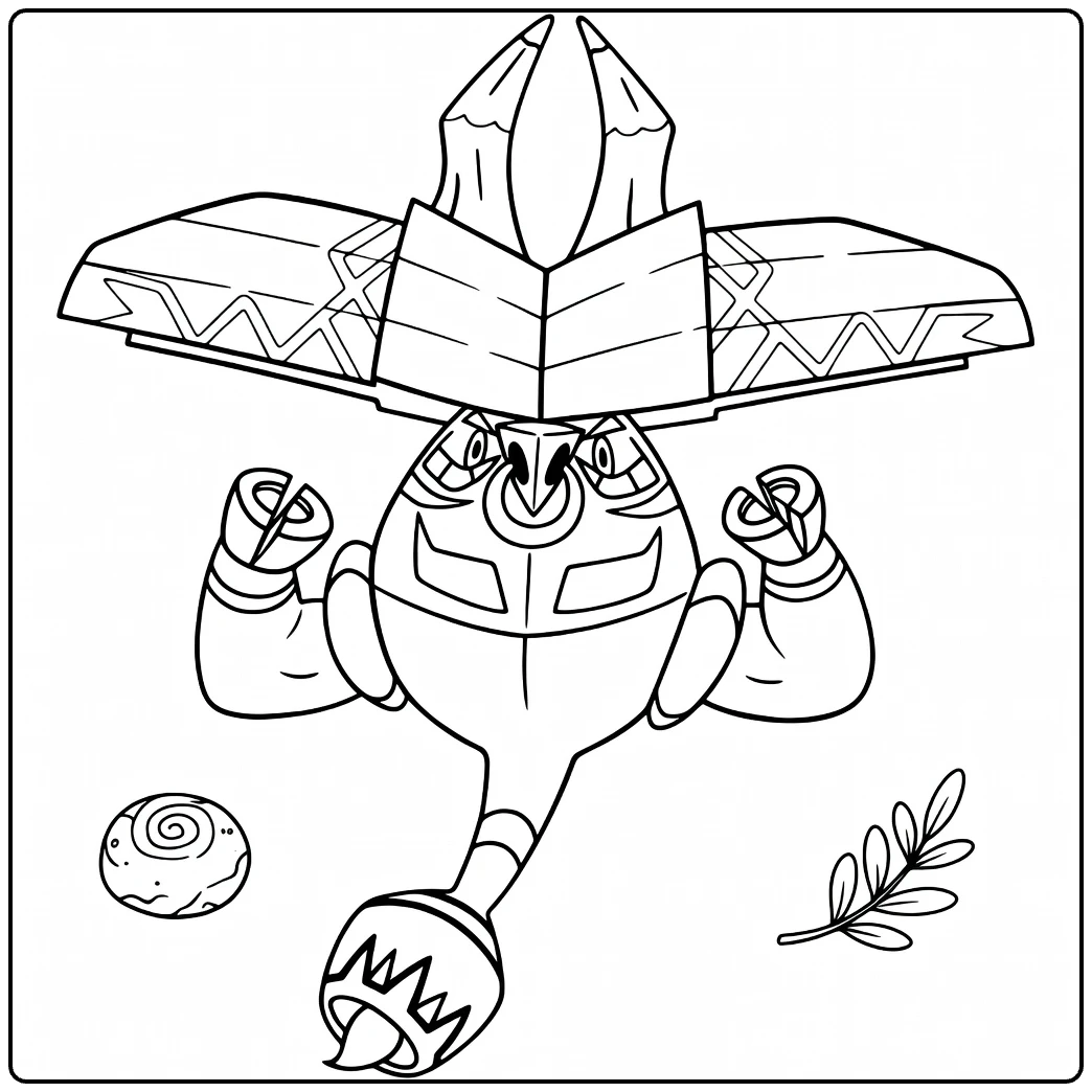 Pokemon Tapu Bulu kleurplaat met schelp en pose