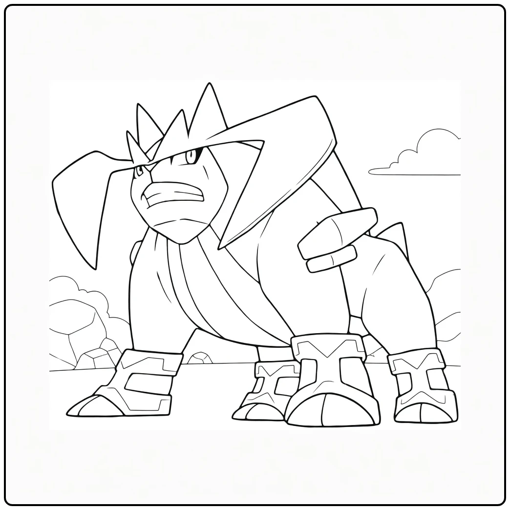 Pokemon Terrakion kleurplaat: stoere Pokémon met hoorns