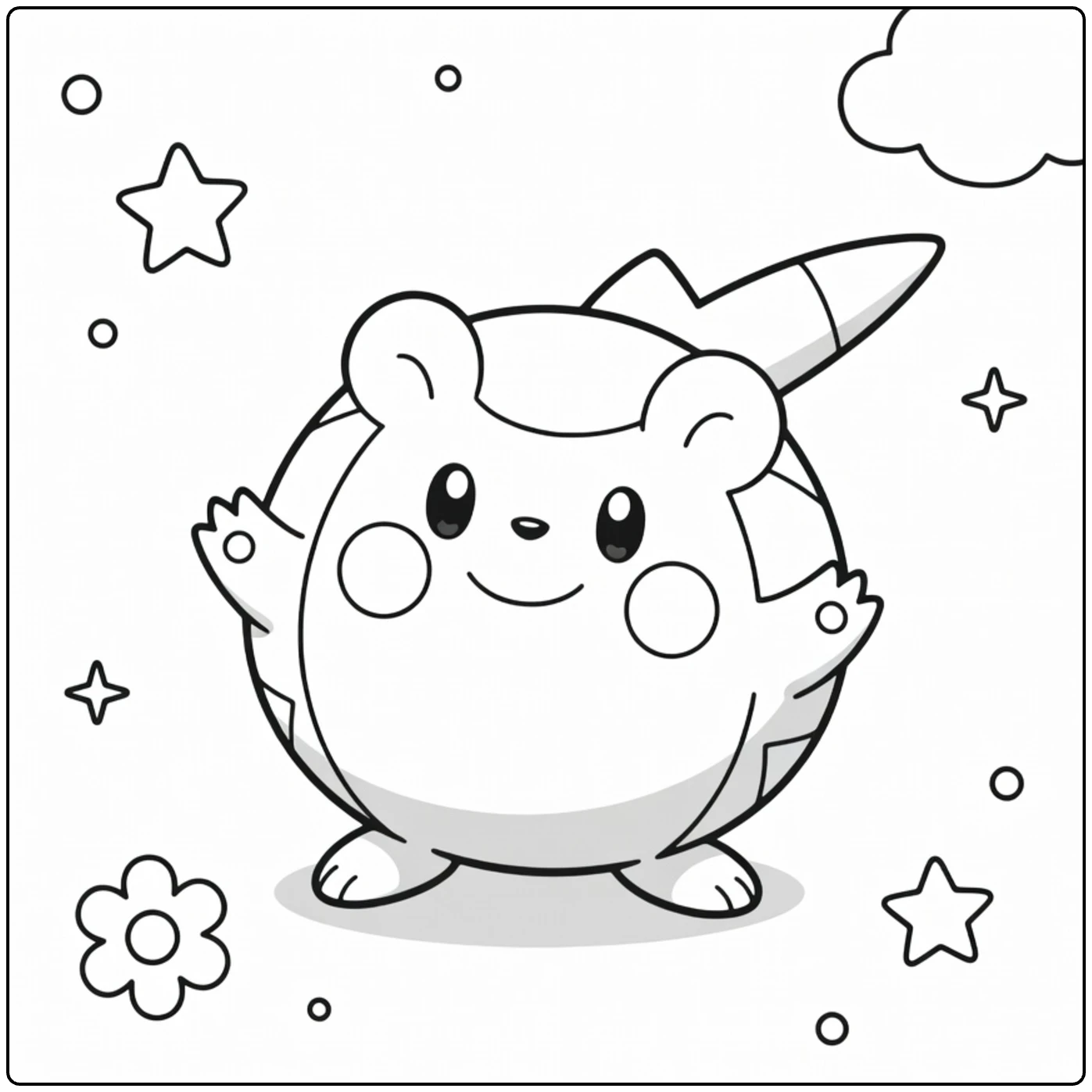 Pokemon Togedemaru kleurplaat: schattig rond met schroefstaart
