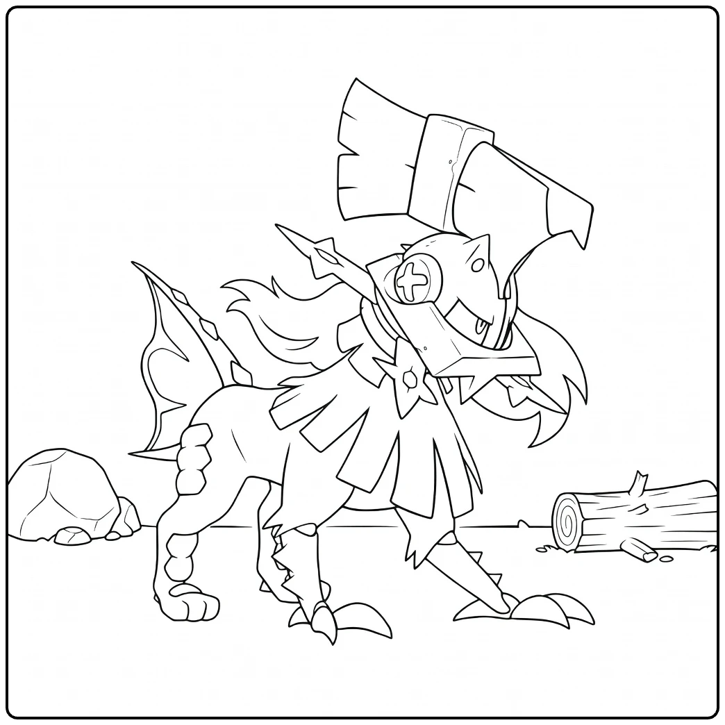 Pokemon Type: Null kleurplaat met bijl en vleugels