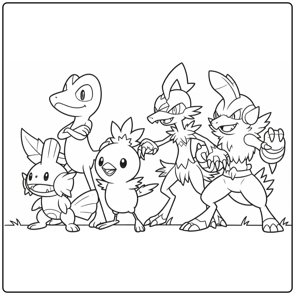 Pokemon Uit De Derde Generatie Kleurplaat met starters