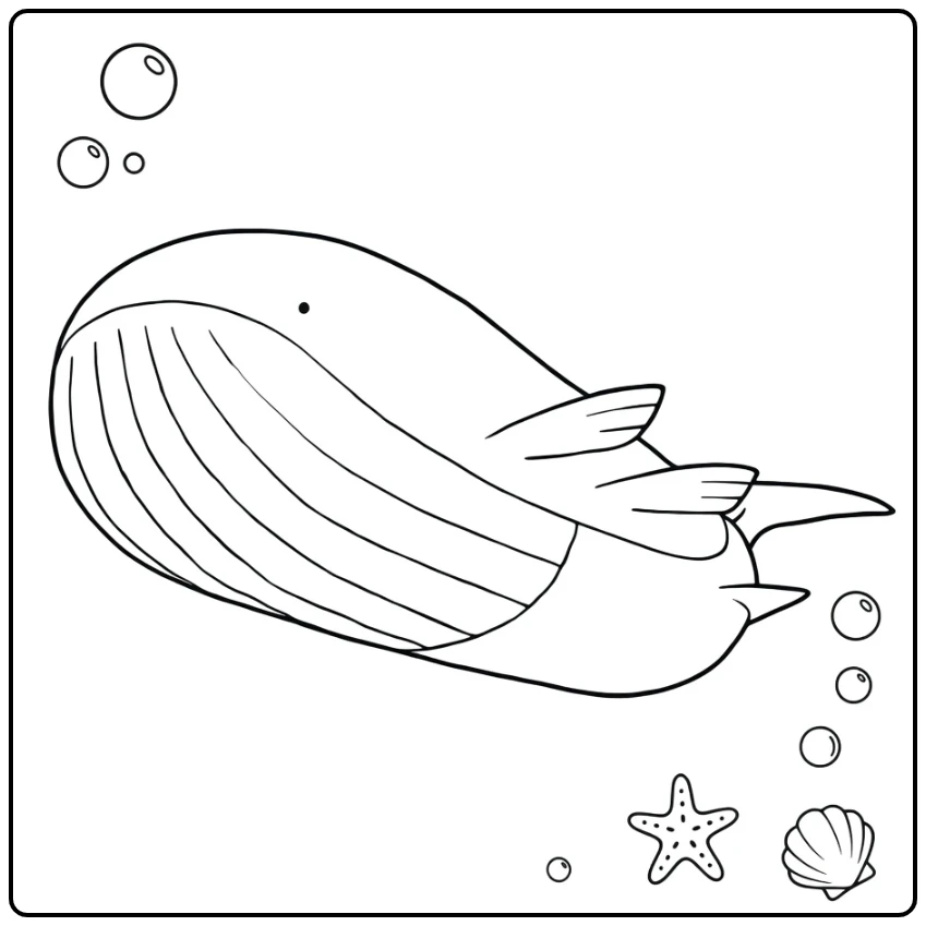 Pokemon Wailord kleurplaat met bubbels en ster