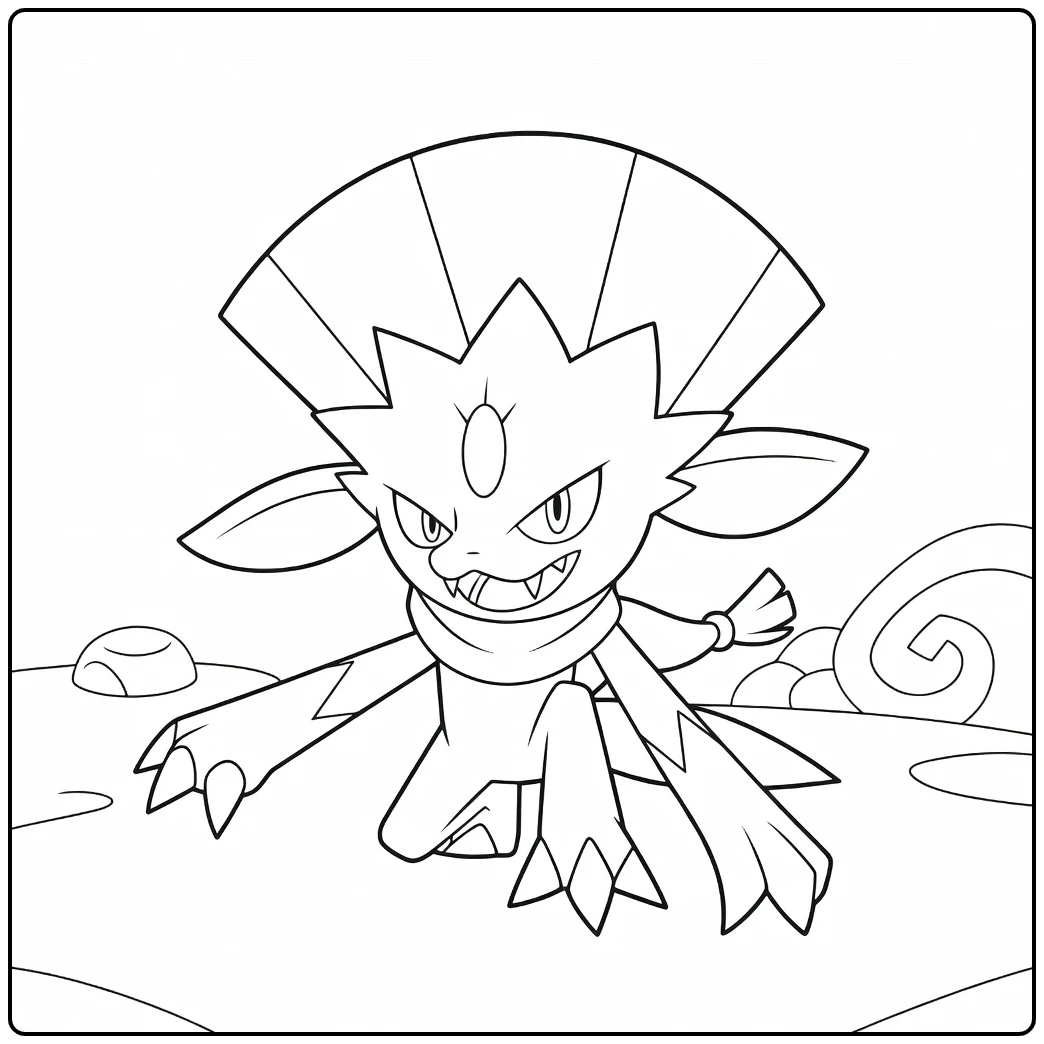 Pokemon Weavile kleurplaat met klauwen en sjaal
