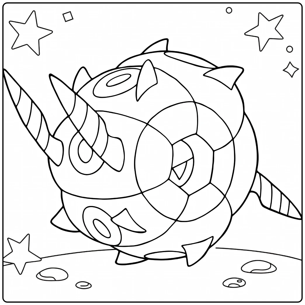 Pokemon Whirlipede kleurplaat met sterren en stekels