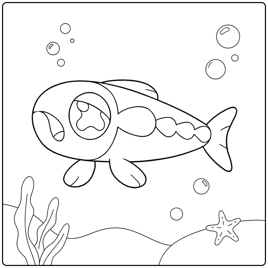 Pokemon Wishiwashi kleurplaat onderwater met bubbels
