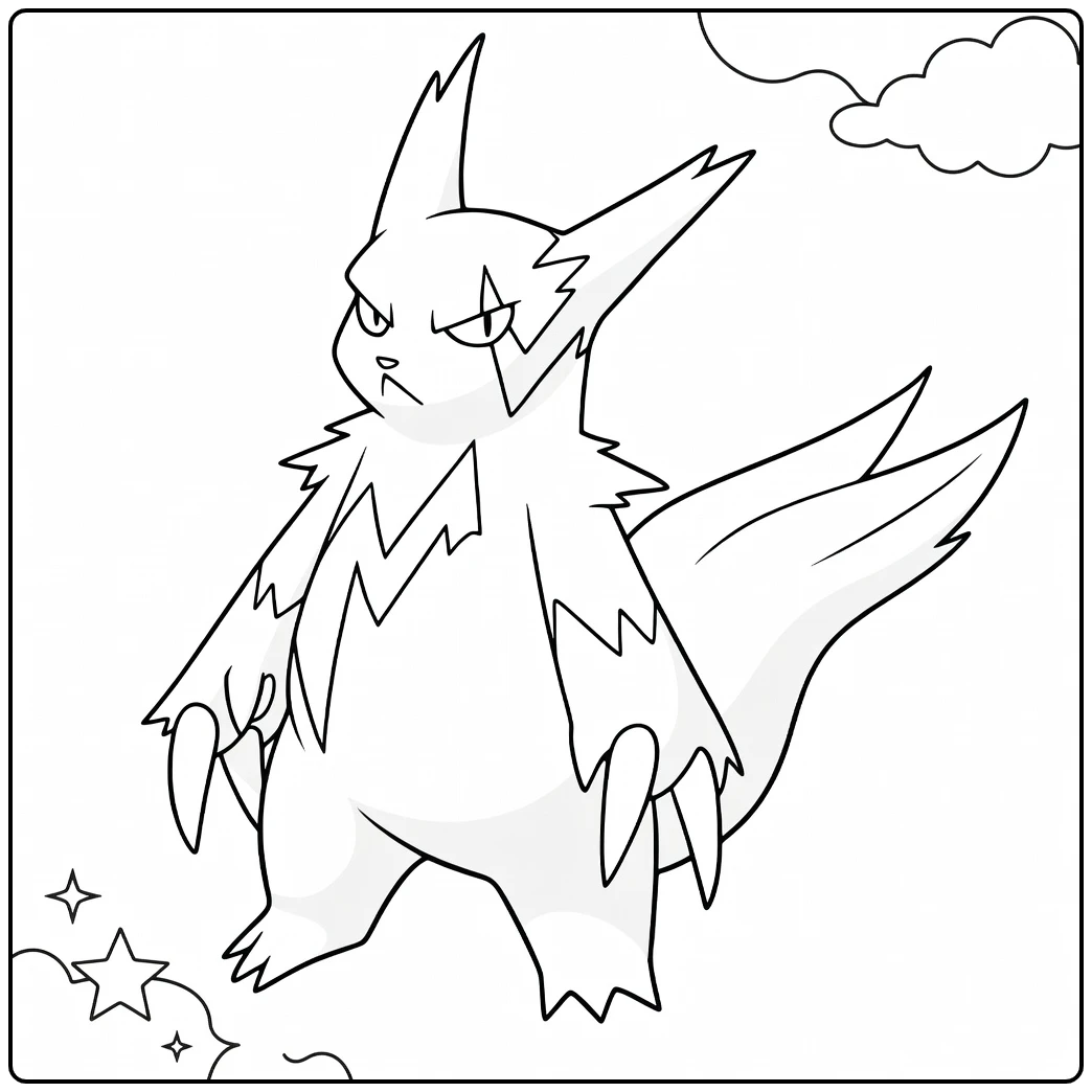 Pokemon Zangoose kleurplaat met boze blik en klauwen