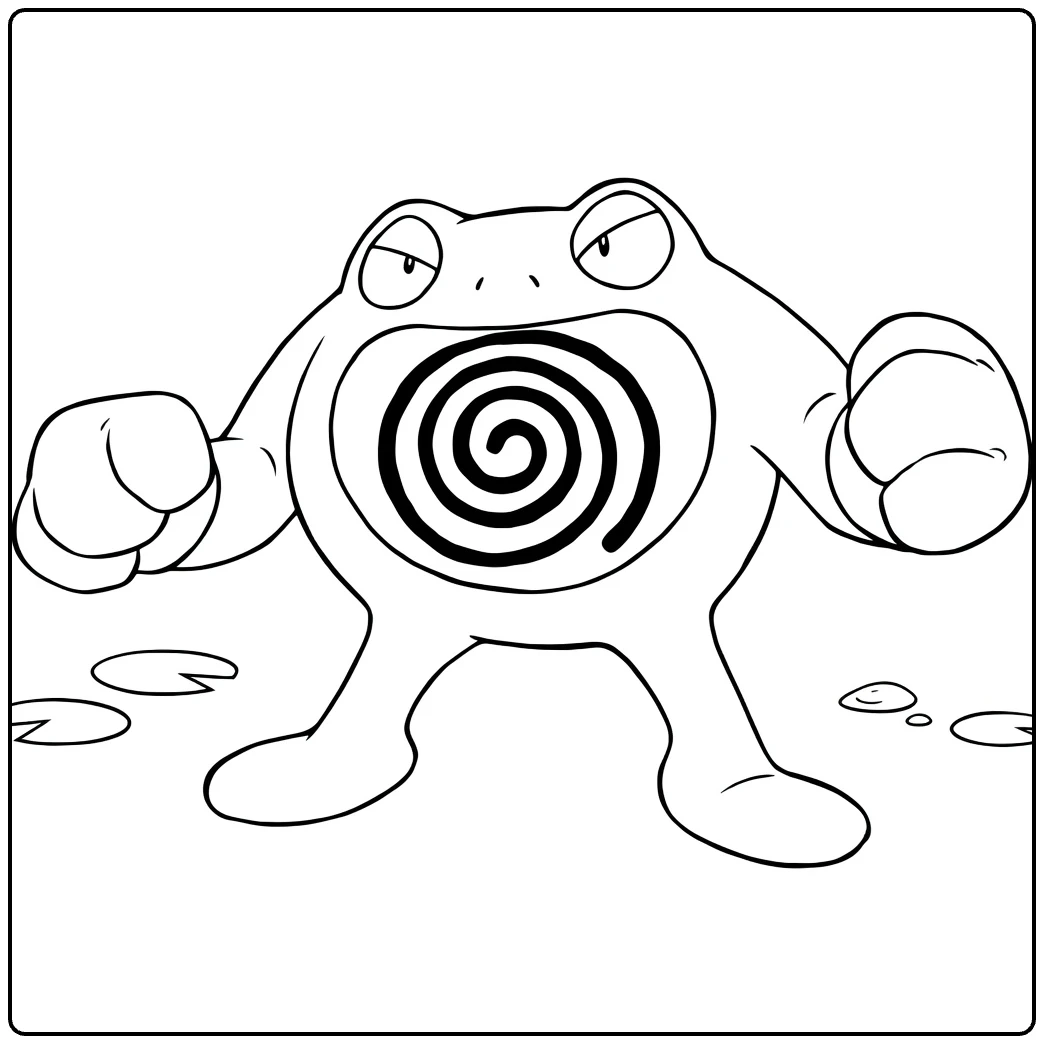 Poliwrath Water Pokemon Kleurplaat stoere kikker
