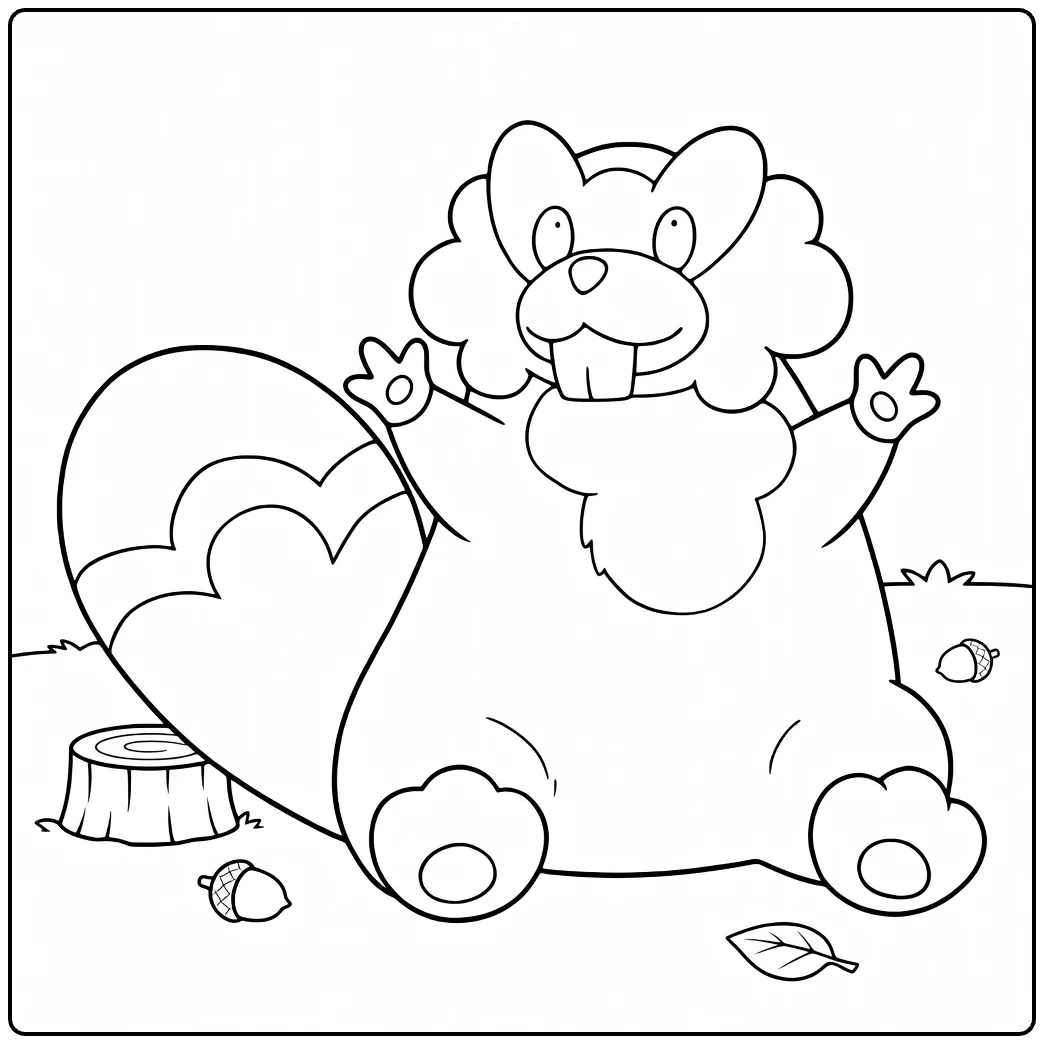 Prinplup Water Pokemon Kleurplaat blije bever met eikels