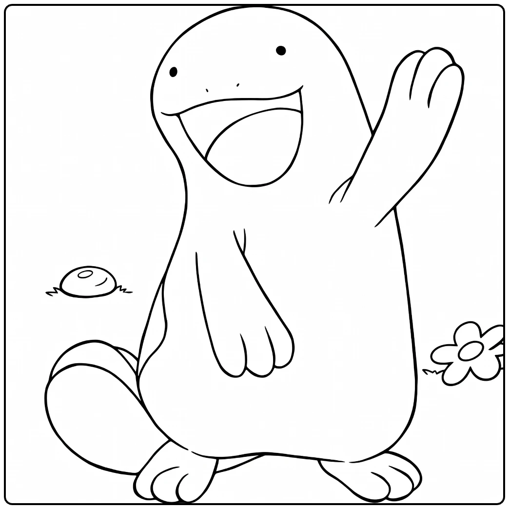 Quagsire Water Pokemon Kleurplaat wuivende vrolijke Quagsire