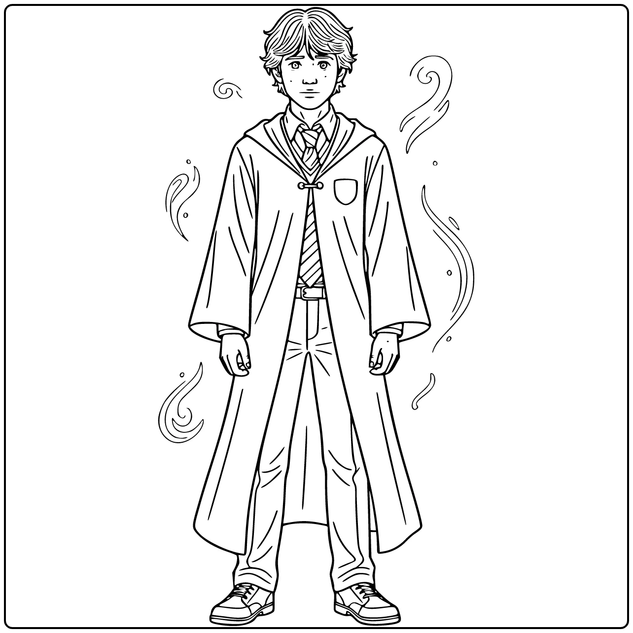 Ron Weasley Kleurplaat realistisch full body bij rand