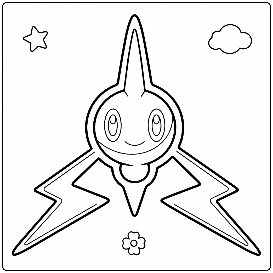 Rotom pokemon vuur kleurplaat: speels met bliksemsbenen, grote ogen