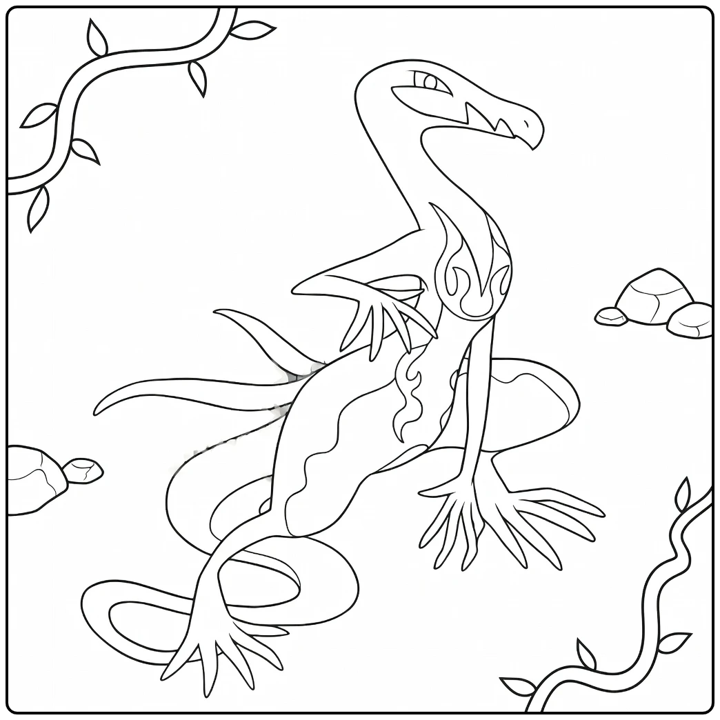 Salazzle pokemon vuur kleurplaat agressieve hurkpose