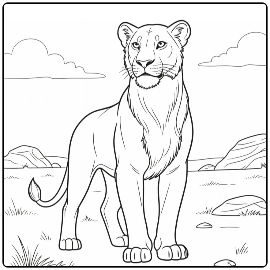 Sarabi kleurplaat: trotse leeuwin in Pride Lands