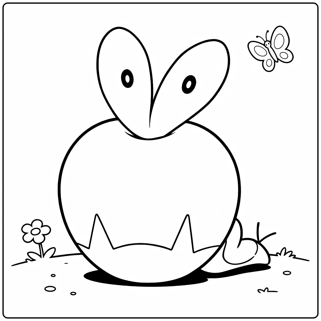 Applin Kleurplaat met vlinder, slak en bloemen