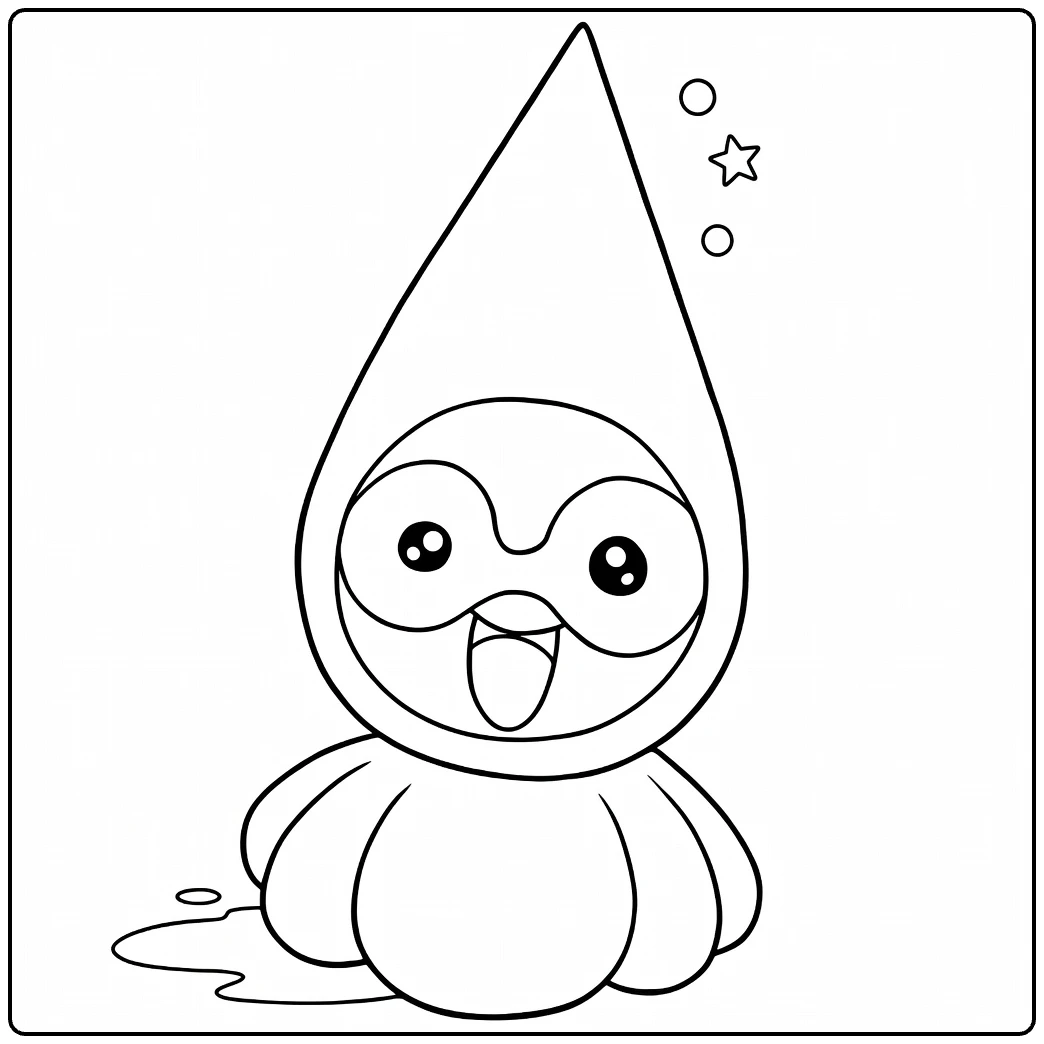Castform Rainy Form Water Pokemon Kleurplaat met druppels