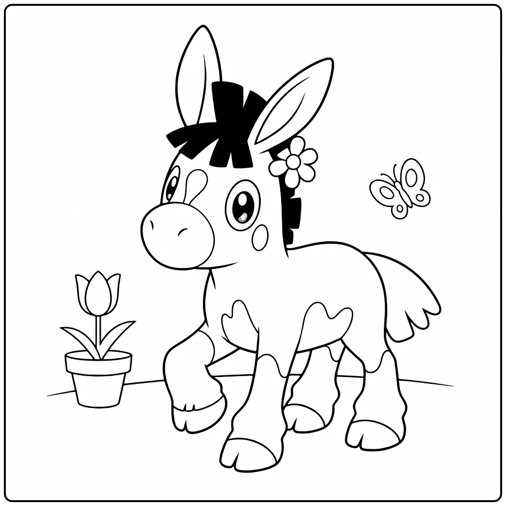Pokemon Mudbray kleurplaat met tulp vlinder bloem
