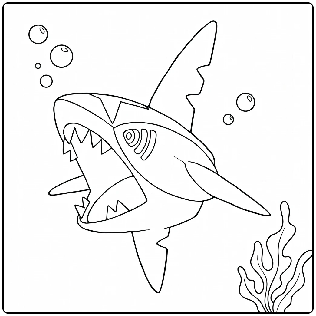 Sharpedo Water Pokemon Kleurplaat: haai met tanden