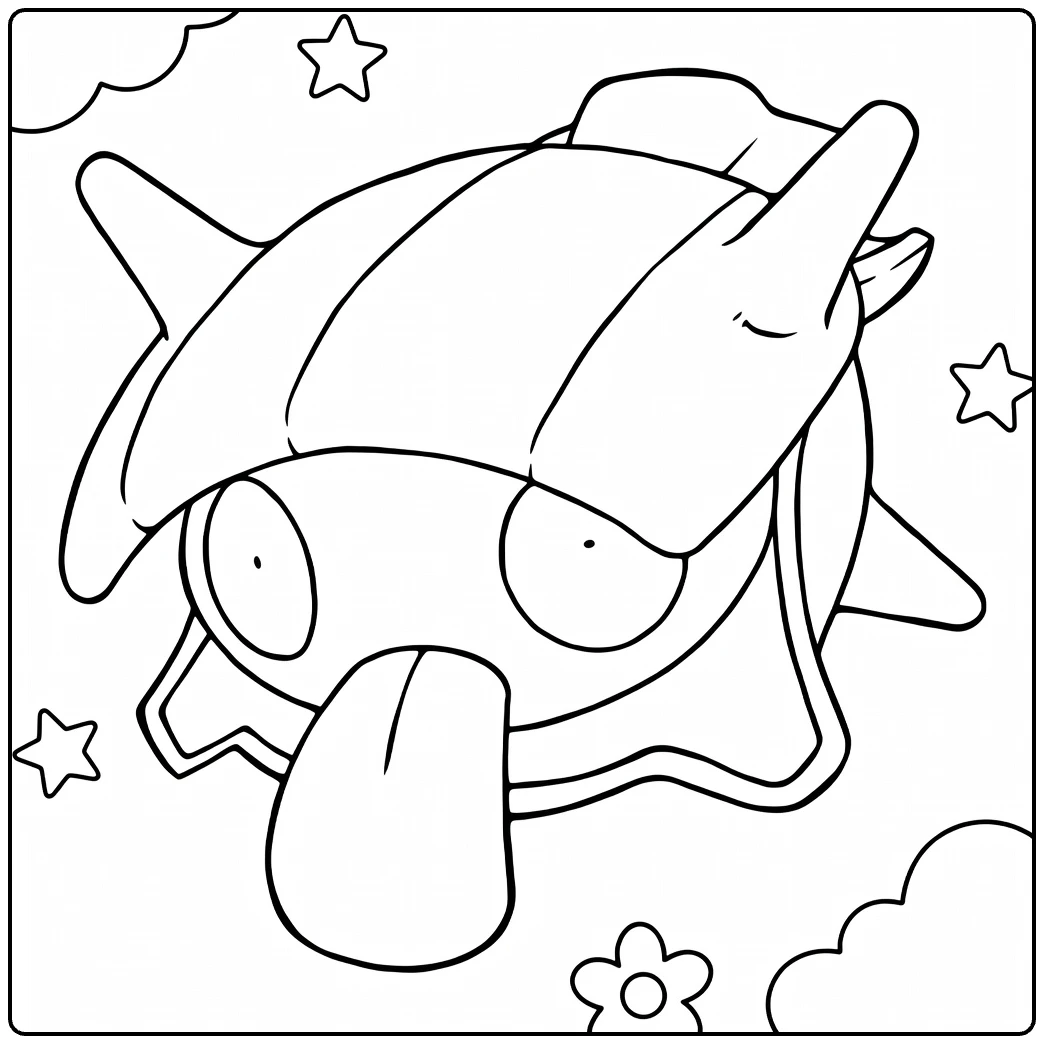 Shellder Water Pokemon Kleurplaat met tong uitgestoken