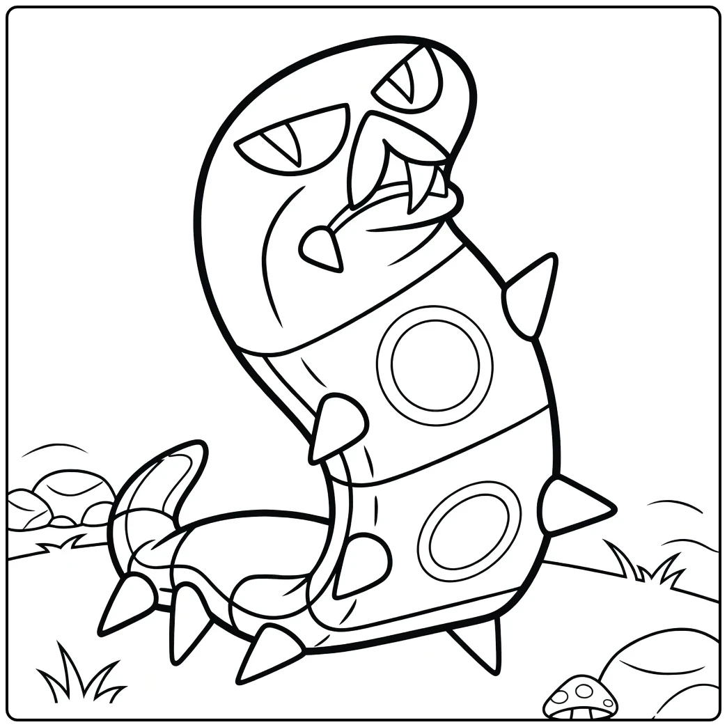 Sizzlipede pokemon vuur kleurplaat woeste pose
