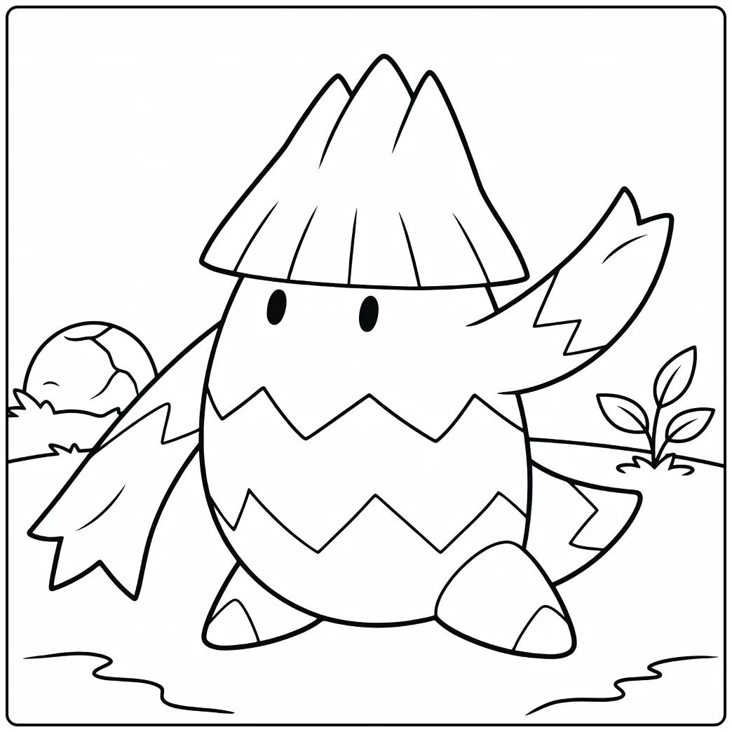 Snover Kleurplaat: wuivende Snover met Poké Ball
