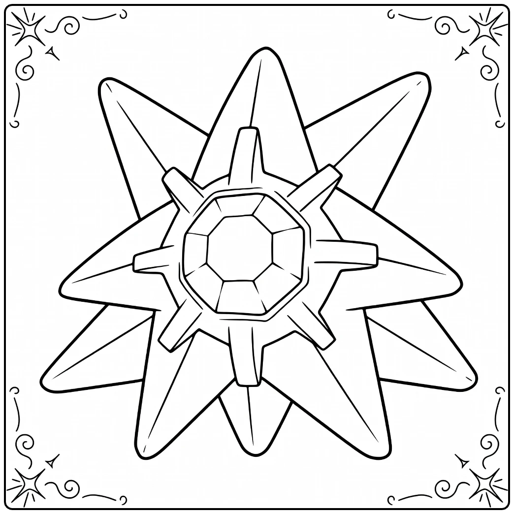 Starmie Water Pokemon Kleurplaat, ster-vormig met edelsteen kern