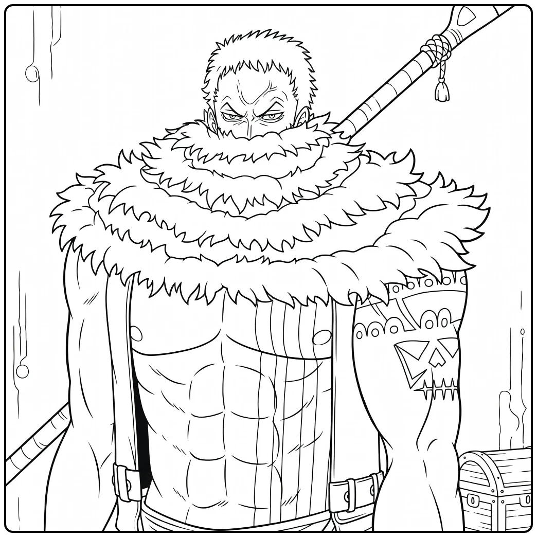 Charlotte Katakuri kleurplaat One Piece met speer