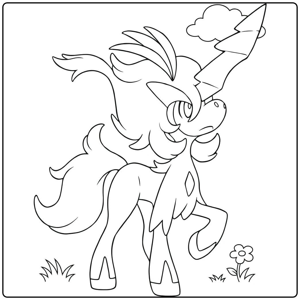 Keldeo Resolute Form Water Pokemon Kleurplaat lijntekening