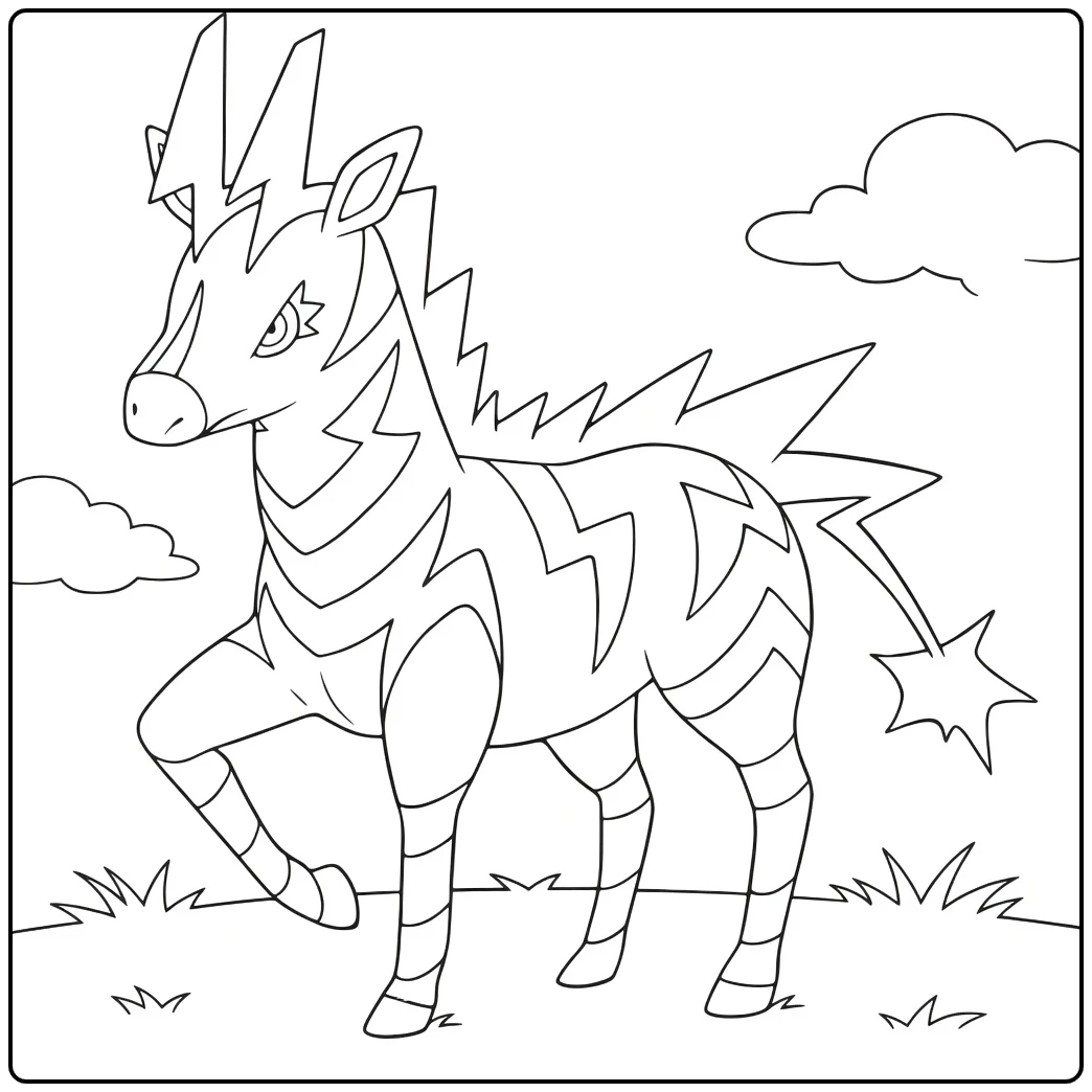 Pokemon Unfezant kleurplaat zebra met bliksemstrepen
