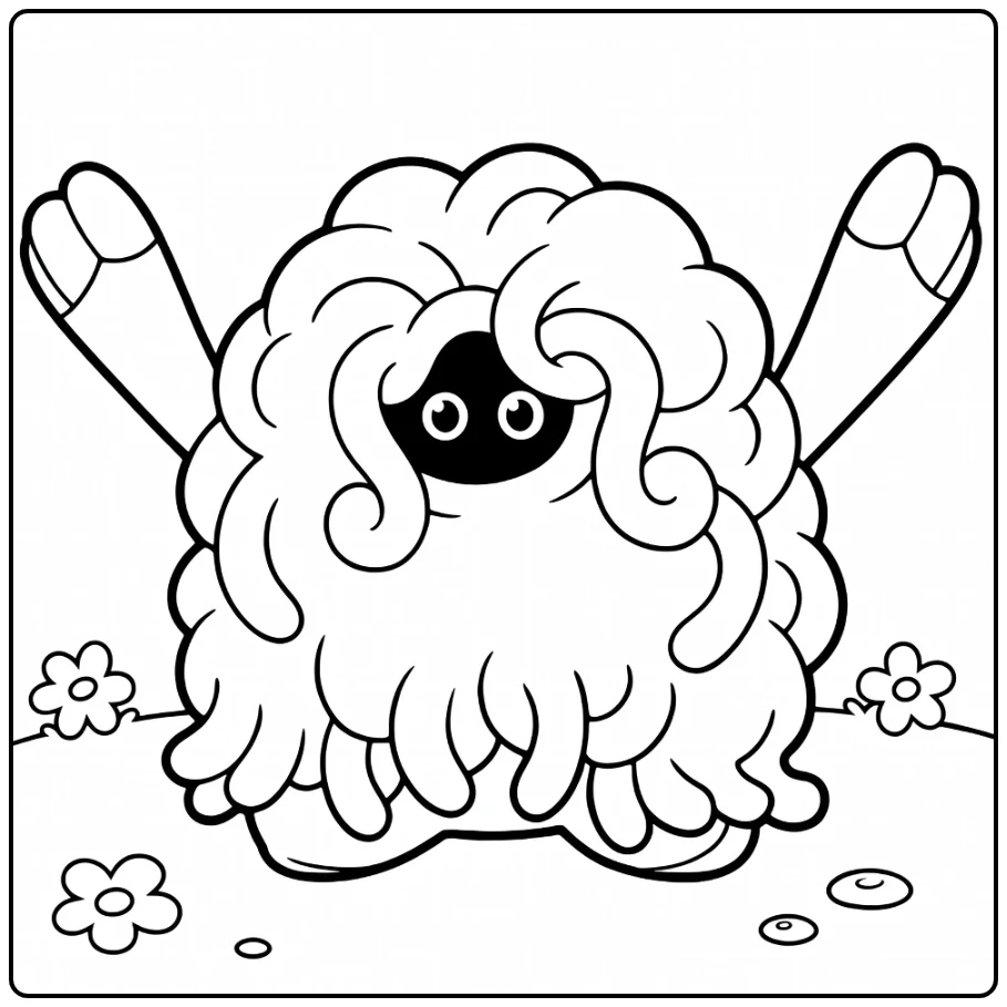 Tangrowth Kleurplaat: Pokémon met armen wijd en bloemen