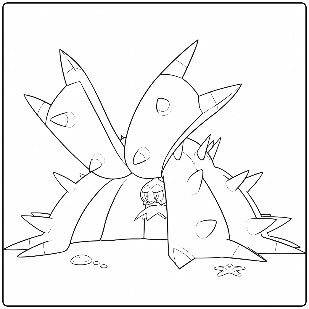 Toxapex Water Pokemon Kleurplaat met Mareanie