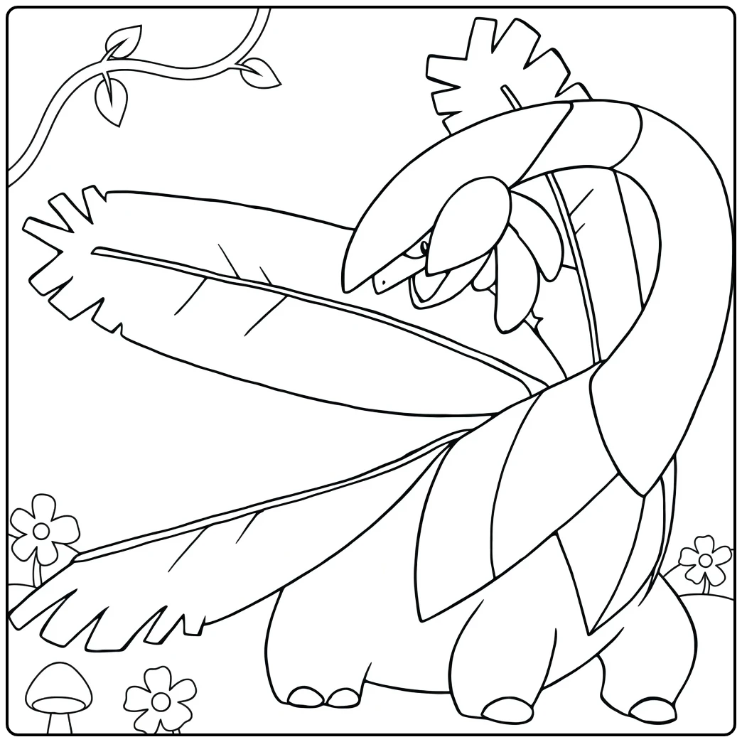 Tropius Kleurplaat Pokémon met bladervleugels jungle