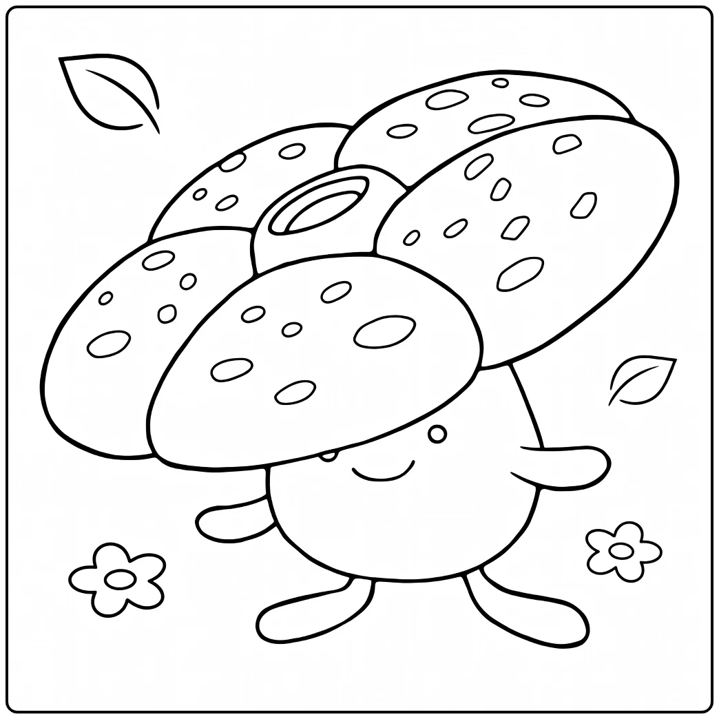 Vileplume Kleurplaat: schattig Pokémon bloemmonster te kleuren