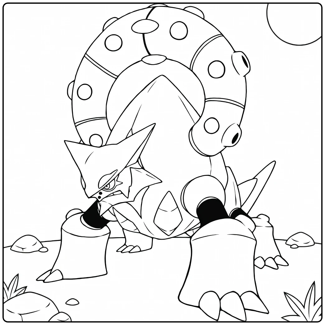 Volcanion Water Pokemon Kleurplaat met kanon en maan