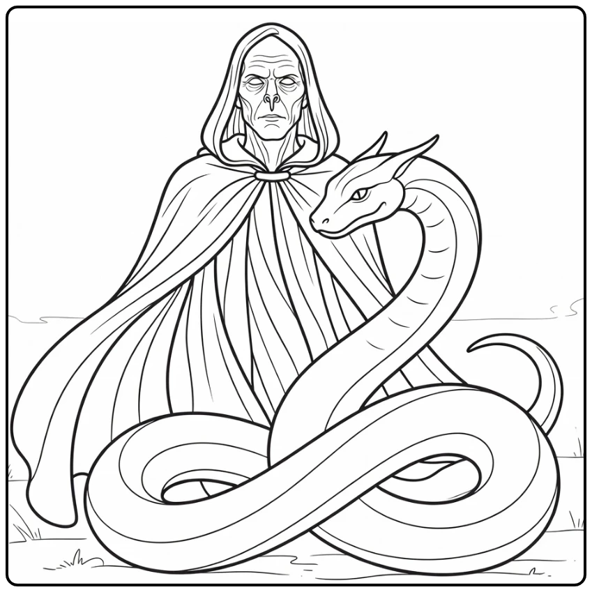 Voldemort Harry Potter Kleurplaat met Nagini