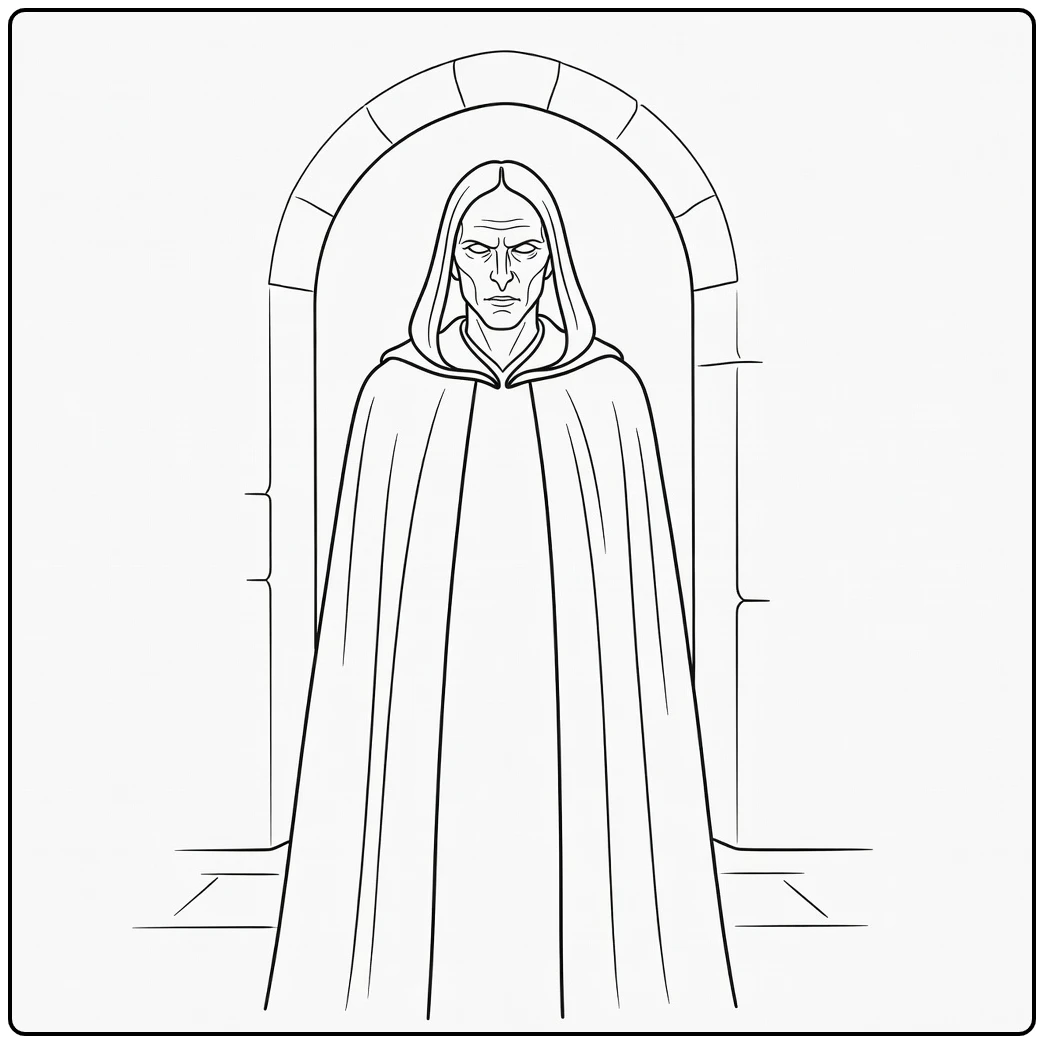 Voldemort Harry Potter Kleurplaat uit schaduwen stenen boog